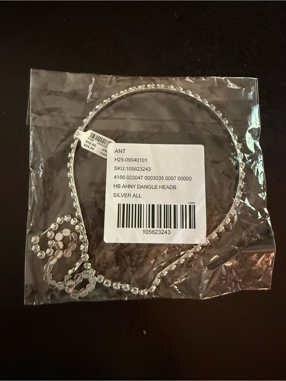 Anthropologie Silver Beaded Dangle Headband